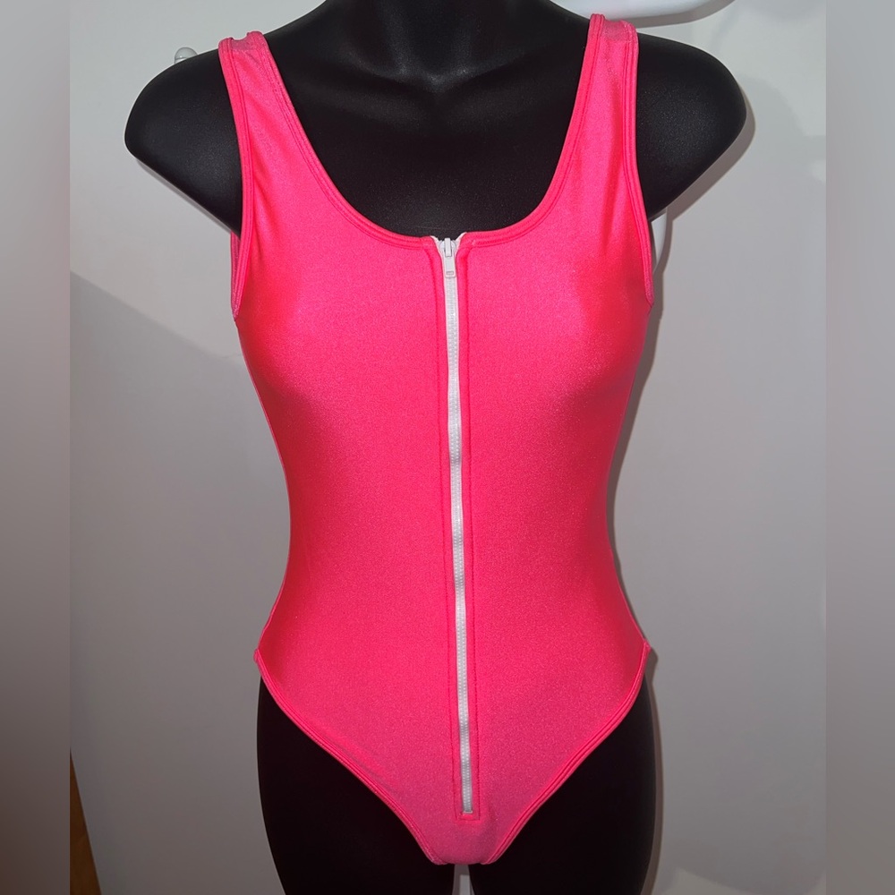 American apparel neon pink spandex one piece